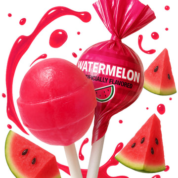 Watermelon Lollipops - 65 Count Bulk Candy Pack, Individually Wrapped - Fruity Suckers For Kids, Parties, Birthdays, Events & Pa