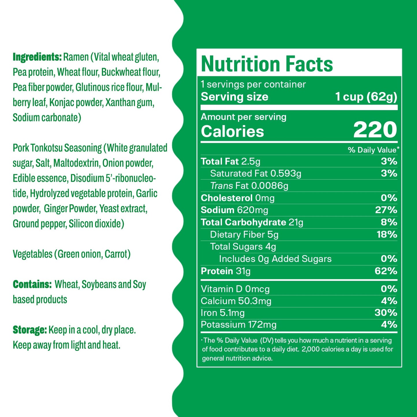 Hethstia Protein Ramen, Plant-Based Protein(31G), 6 Packs Quick Meal Pork Tonkotsu Broth, Vegan, Air-Dried, Non-Fried, Low Fat A
