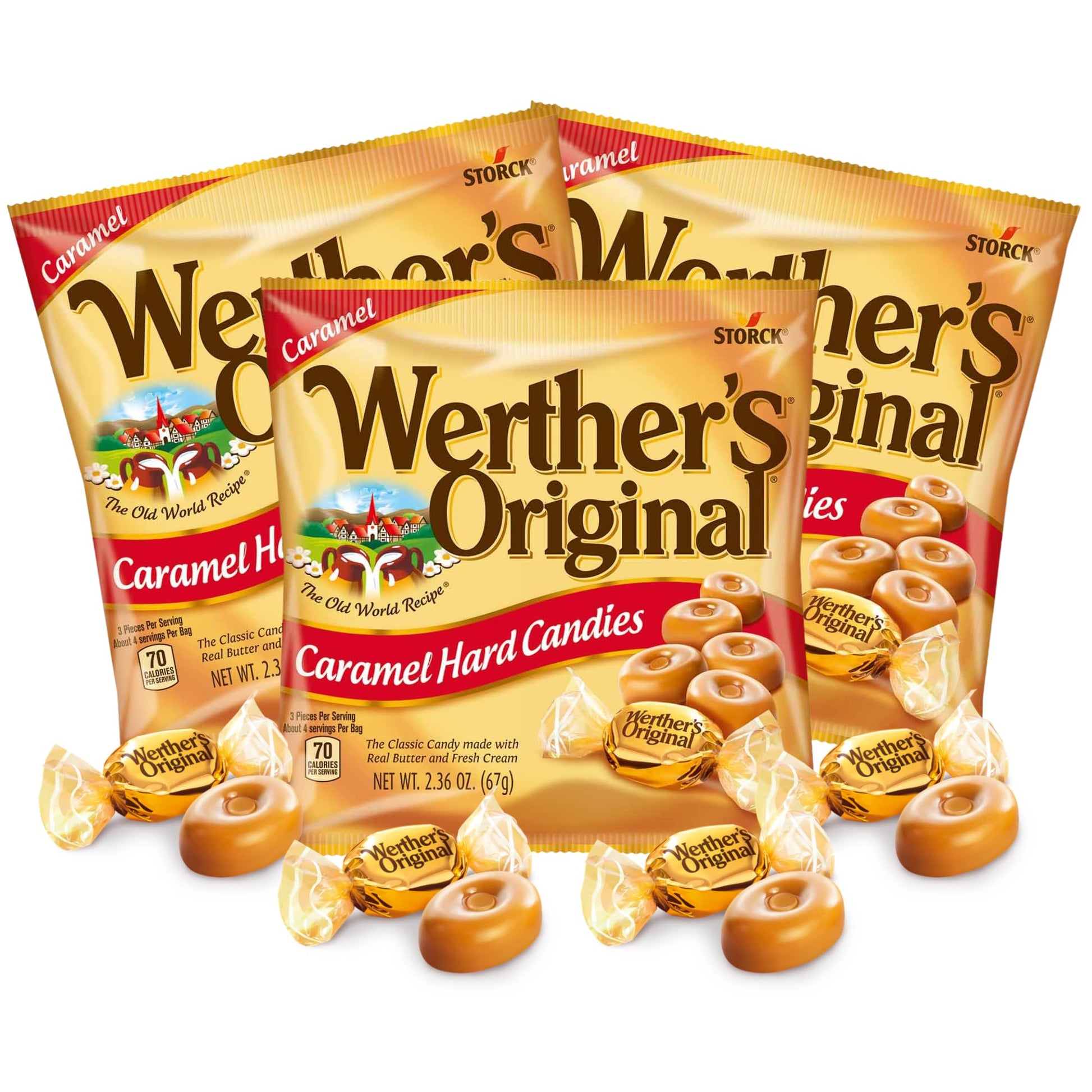 Sweetzo - Werthers Original Caramel Hard Candy, Individually Wrapped Shareable Bite Sized Candies, Office Jar Fillers, 2.36 Oun