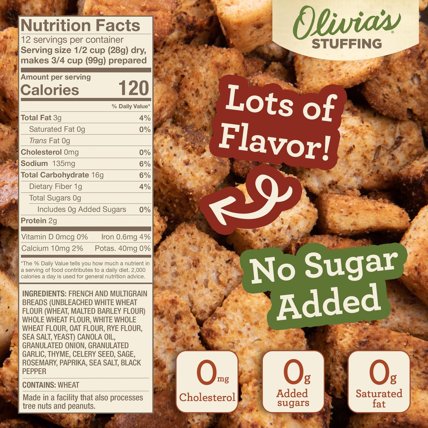 Olivia'S Croutons Traditional Stuffing Mix - Natural And Vegan Dressing, 12 Oz (Pack Of 2)