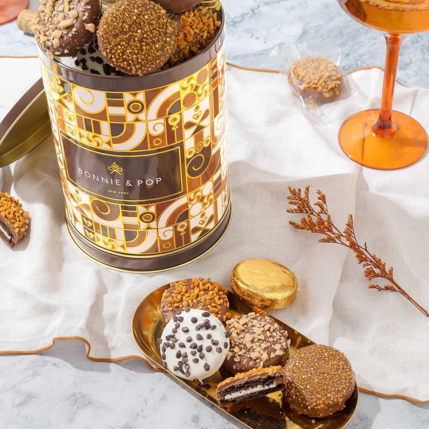 Cookie Gift Basket- Gourmet Food Gifts Prime Delivery - Chocolate Covered Cookie Set- Bonnie And Pop