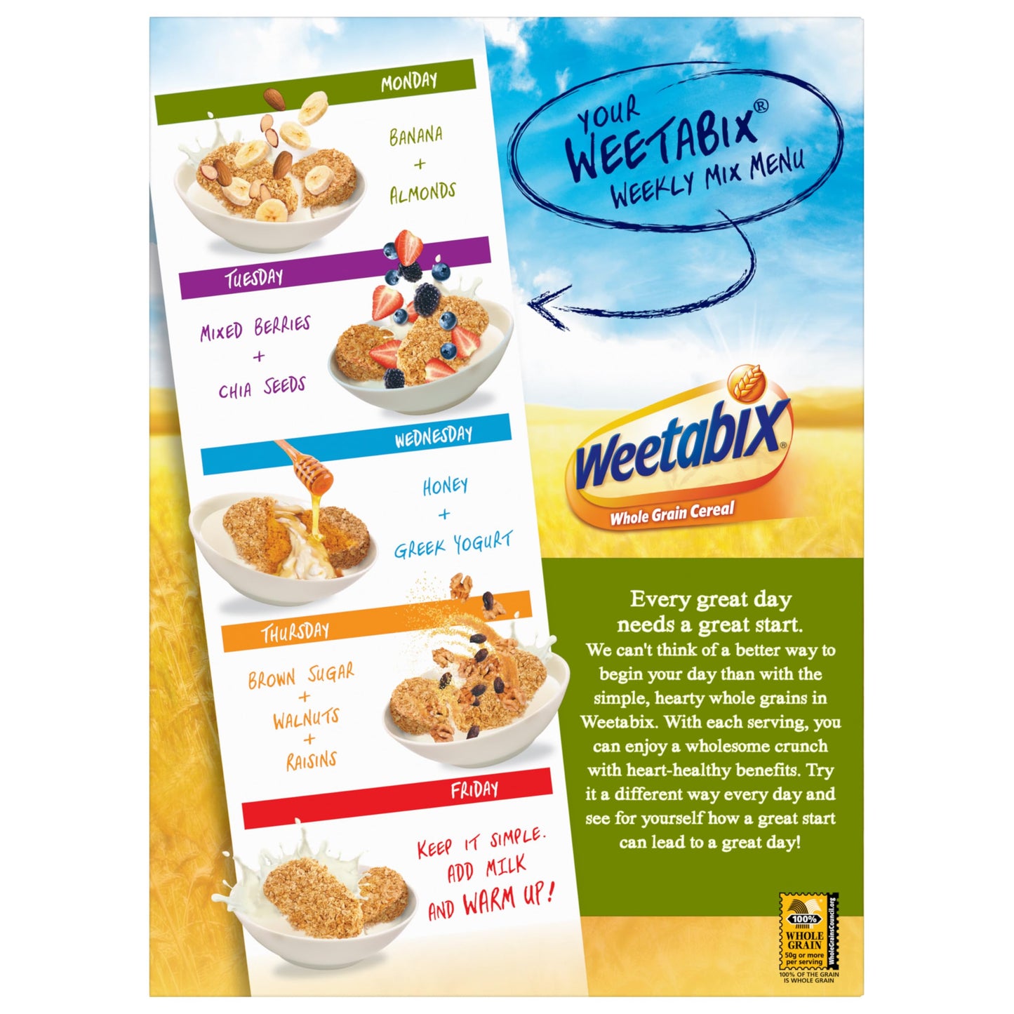 Weetabix Whole Grain Cereal Biscuits, Lightly Sweet, 14 OZ Box