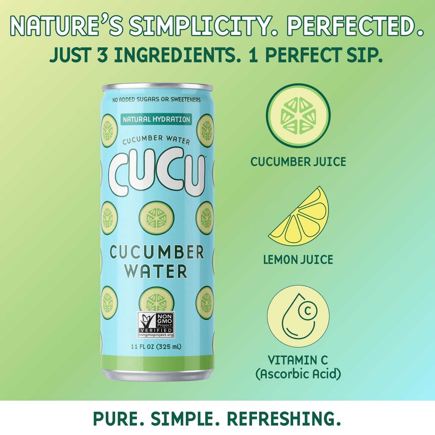 CUCU Cucumber Water – Natural Hydration, No Sugar Added, 12 Pack, 11 fl oz Cans