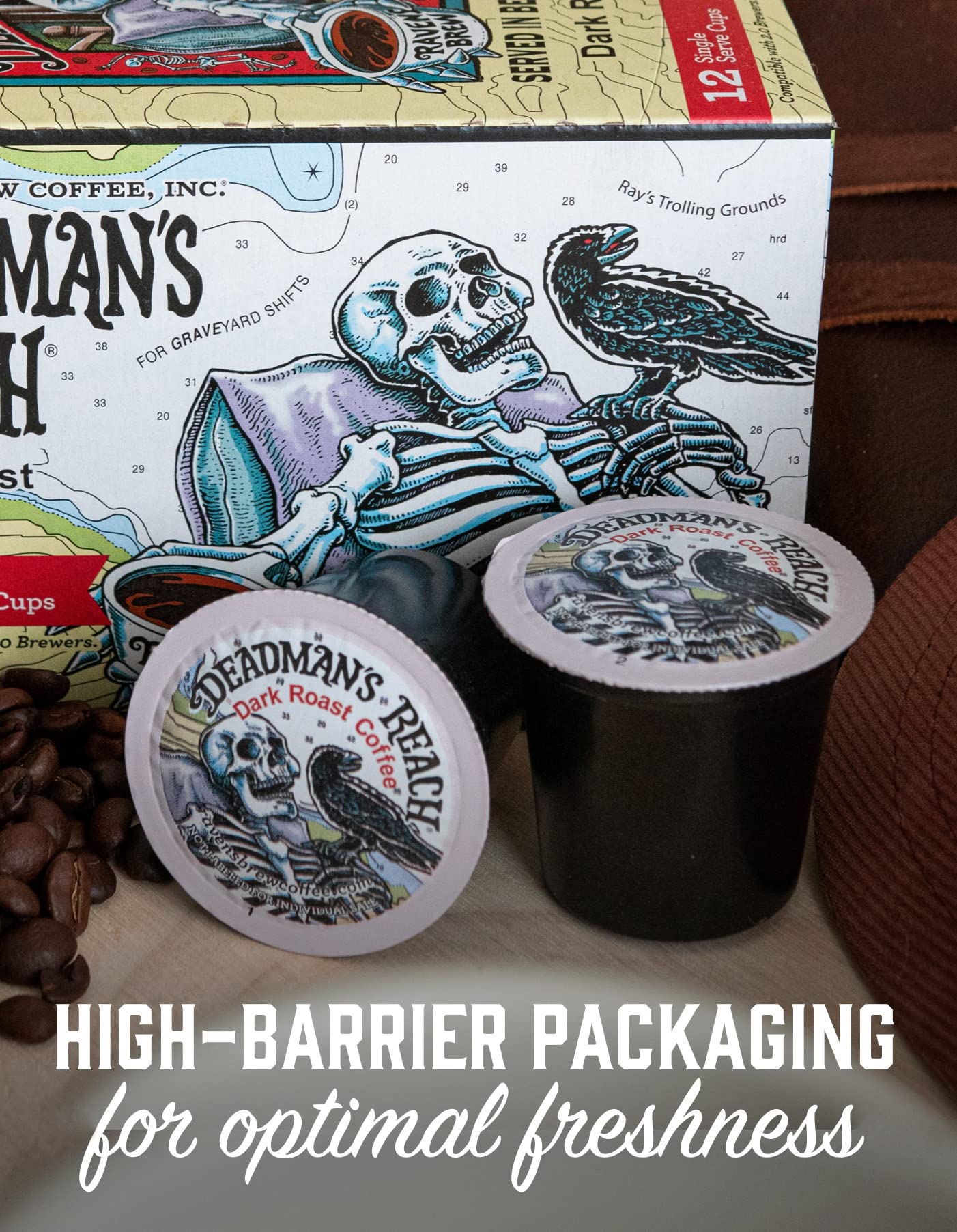 Ravens Brew Coffee Dark Roast K-Cup Pods - High Caffeine, 12 Count