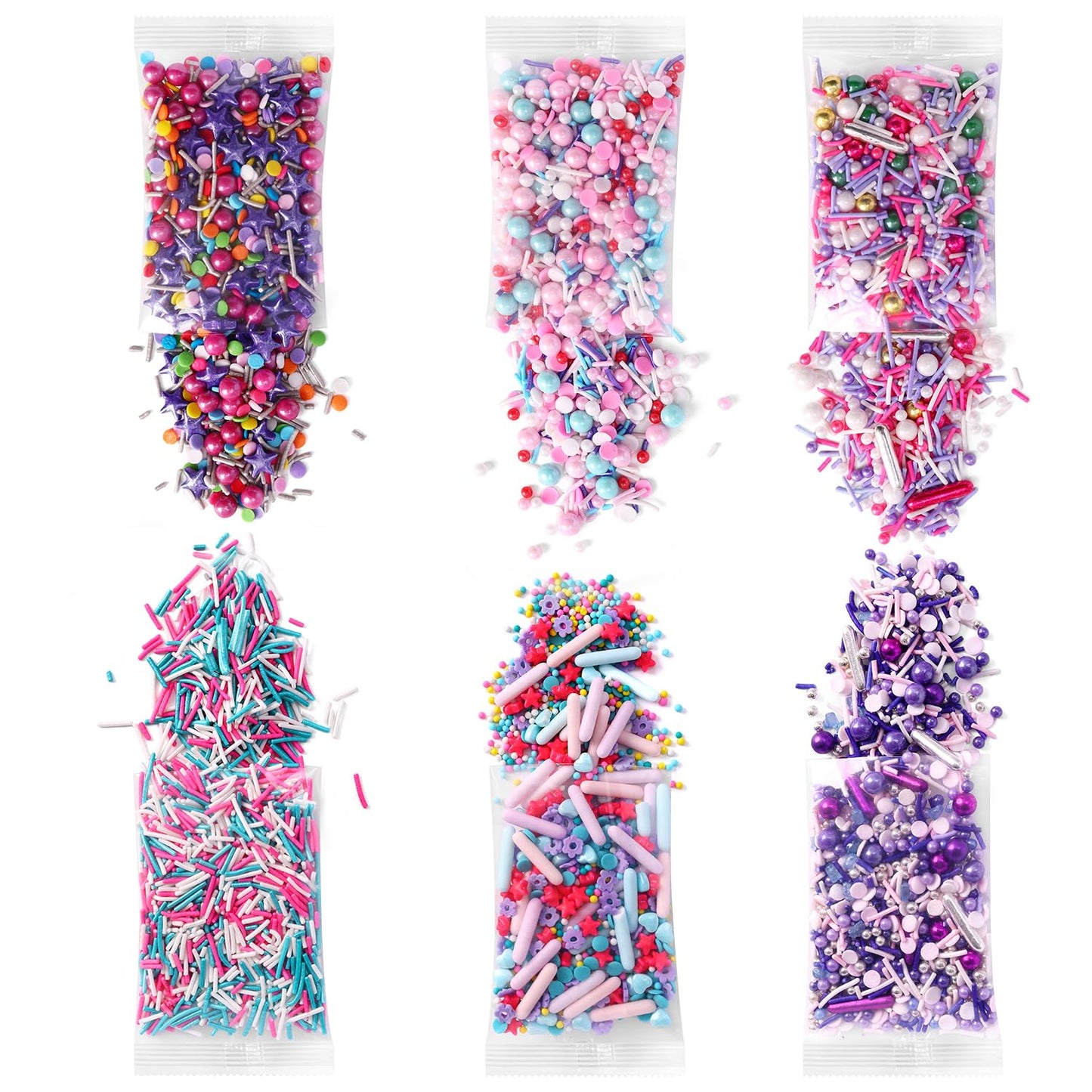 Sprinkles For Cake Decorating, Cupcake, Cookies, Ice Cream Topper, 6 Packs Purple Sprinkles, Pink Of Assorted Sprinkles For Cake
