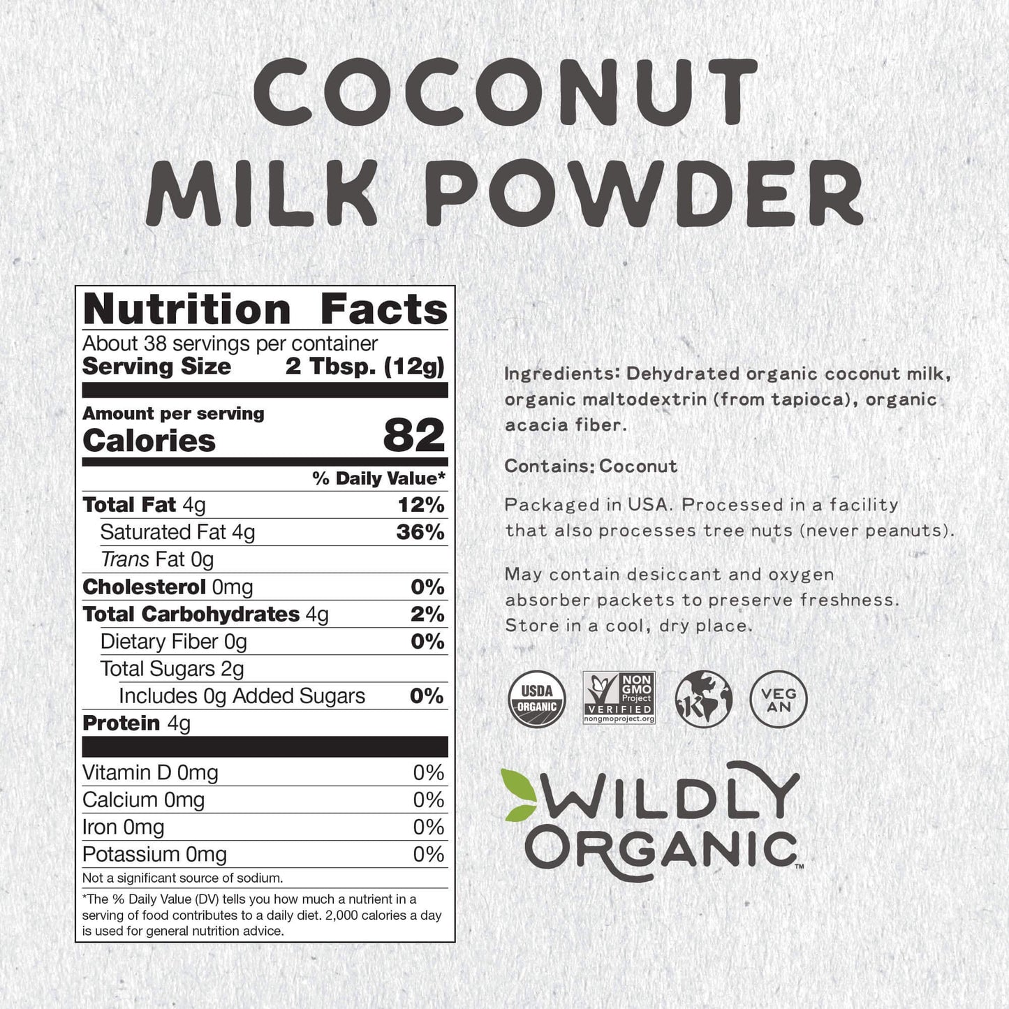 Wildly Organic Coconut Milk Powder 16 Oz, 1 Lb Bag - Organic, Dairy-Free, Dry Milk Powder, Unsweetened, Dehydrated, Gluten-Free,