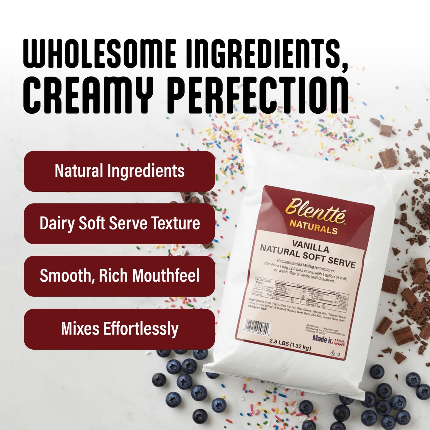 Blentte Soft Serve Ice Cream Mix - Natural Creamy Softserve Powder for Frozen Dessert Maker, Homemade Icecream, Gelato, or Yogur