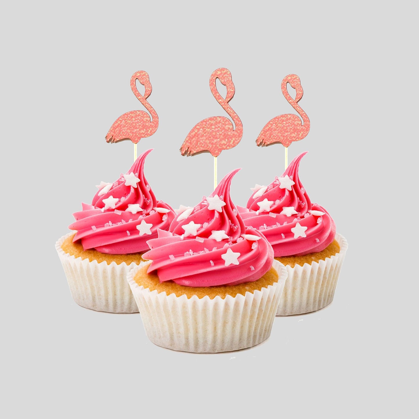 Flamingo Cupcake Topper 12 Pack Cupcake Topper Decoration Cake Glitter Cardstock Pink