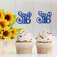 Gyufise 24 Pack Cupcake Toppers Glitter Happy Sweet 16 Decorations, Blue, Model ZN0475-4-DBL