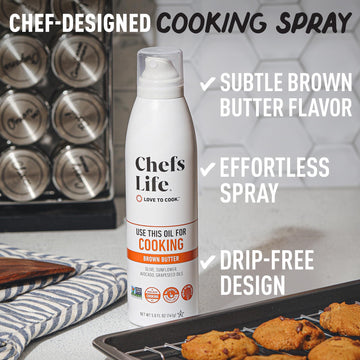 Chefs Life Brown Butter Cooking Spray - Non Stick Olive Oil & Avocado Oil - 5 Fl Oz Spray Bottle