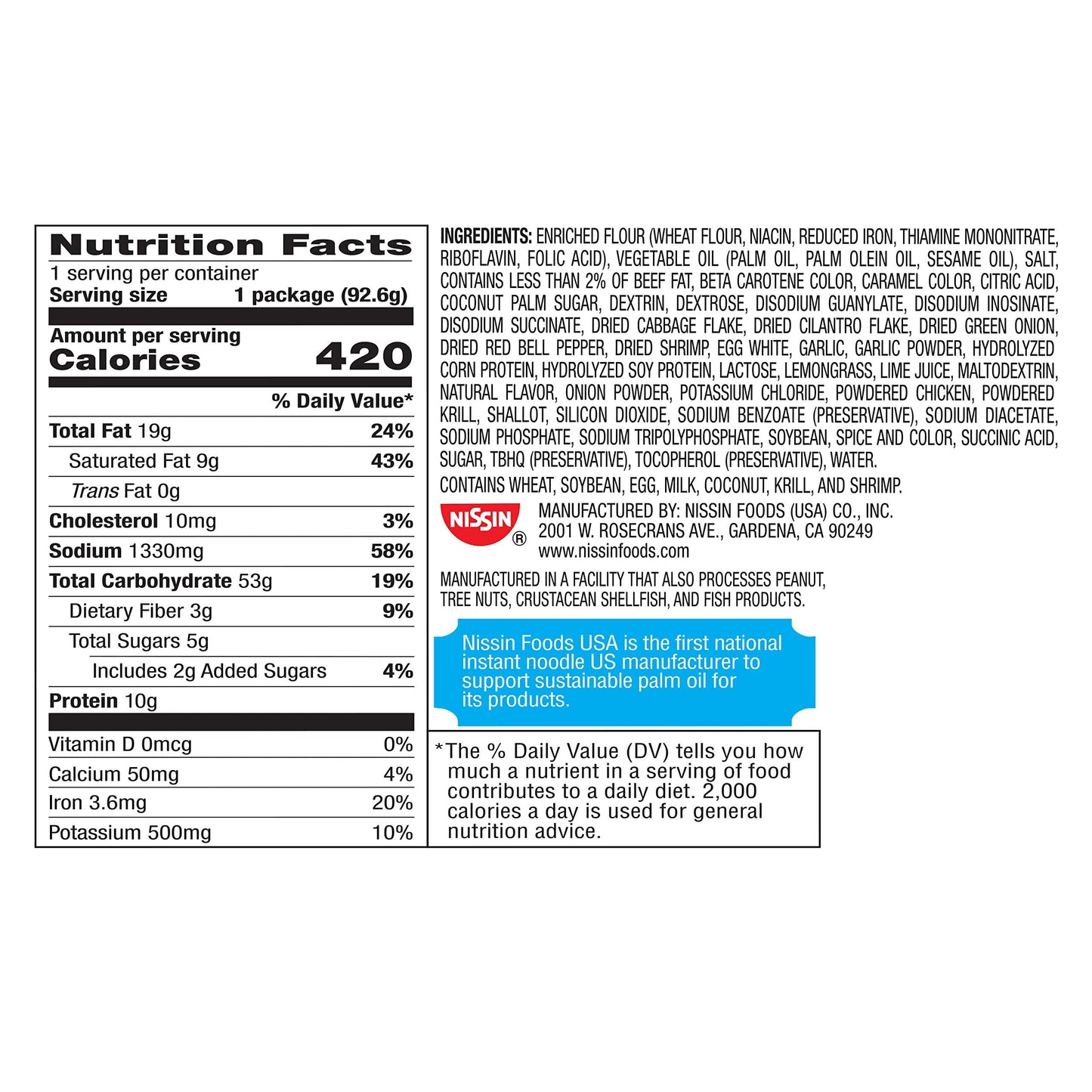 Nissin Hot & Spicy Ramen Noodle Soup, Shrimp, 3.27 Ounce (Pack Of 6)