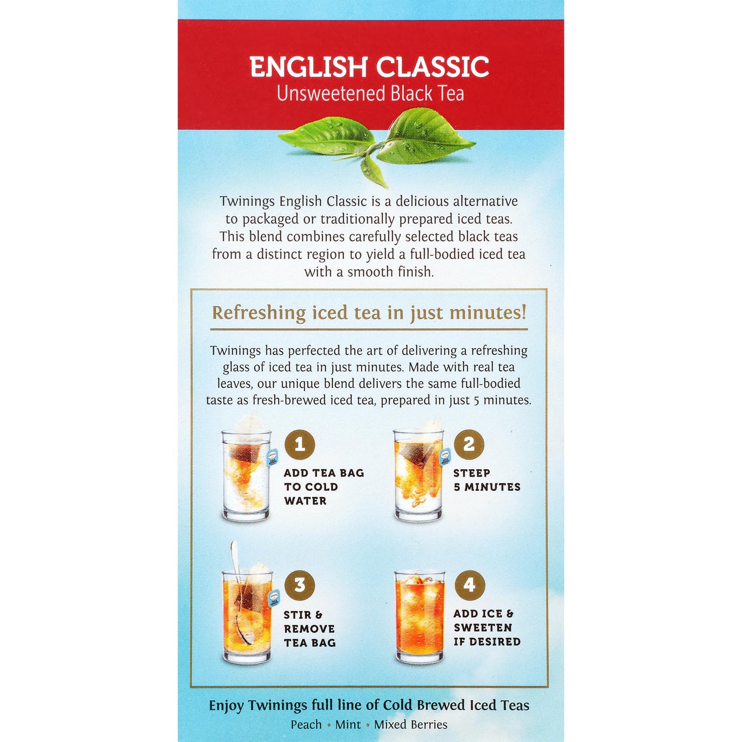 Twinings English Classic Cold Brew Iced Tea Bags, 20 Count (Pack of 6), Unsweetened Black Tea, Caffeinated, 120 Teabags