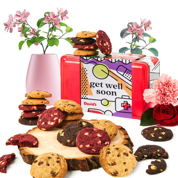 Davids Cookies Get Well Soon Cookie Gift Basket - Gourmet Bakery Dessert Gift For Recovery, Comfort And Appreciation Occasions - Mini Cookies Sweet Sampler Tin