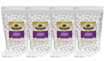 White Jordan Almonds (4-Pack) Wedding Shower Party Favor Premium White Candied Nuts (6 Lbs Total)