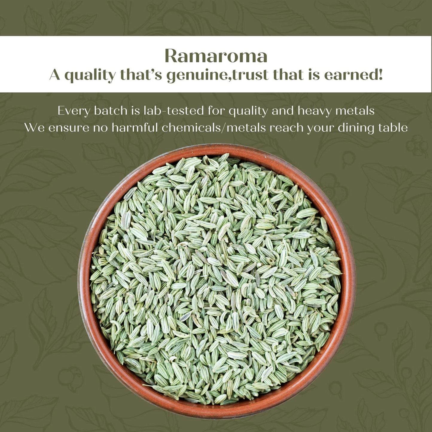 Ramaroma Fennel Seeds (Saunf Sabut) Whole Spice 3.5Oz (100G) ~ All Natural | Gluten Friendly | Non-Gmo | Vegan | All Natural, Sw