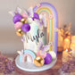 25Pcs Rainbow Cake Topper Balls Cake Decorations Boho Cake Topper With Purple Pink Balls Artificial Flowers And Butterflies For
