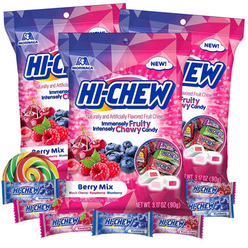 Sweetzo - Berry Mix Candy Chews Individually Wrapped Fruity Flavored Soft Candies, Sharable Bite Size Treats, On the Go Bags, Pa