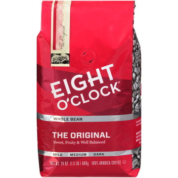 Eight O'Clock Coffee The Original, Medium Roast, Whole Bean Coffee, 24 Ounce (Pack Of 1), 100% Arabica, Kosher Certified