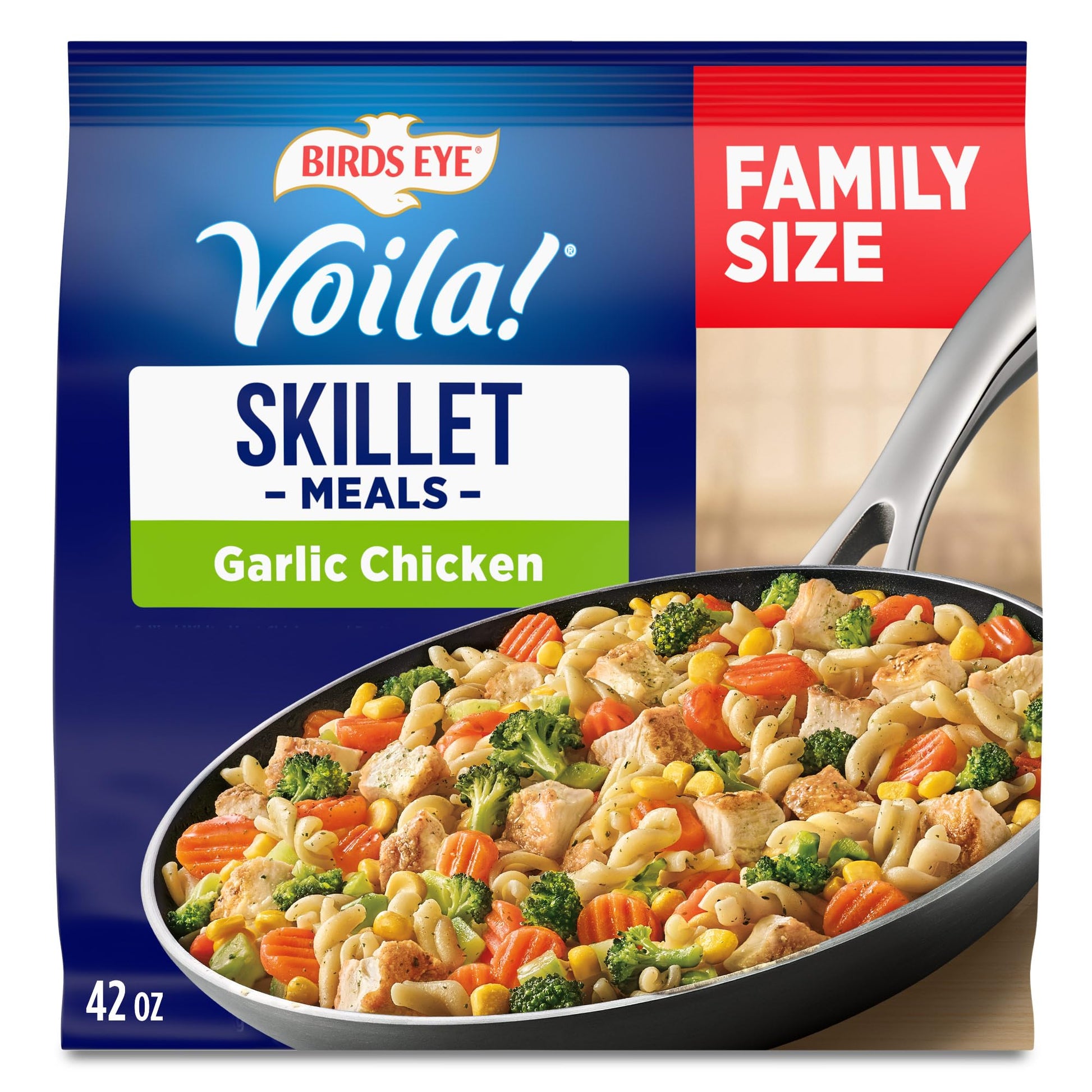 Birds Eye Voila! Family Size Garlic Chicken Frozen Dinner, Easy-to-Prepare Frozen Meal for Weeknight Family Meals, 42 OZ Bag
