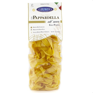 Giusto Sapore Classic Pappardelle All'Uovo Italian Egg Pasta Nest - 340G - Premium Bronze Drawn Durum Wheat Semolina Gourmet Pasta Noodles - Imported From Italy And Family Owned (Pappardella, 1 Pack)