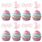 Rsstarxi Cupcake Toppers 24 Pack Glitter for 1st Birthday Party Decorations, Pink, Model XM060-Pink, Paper Material