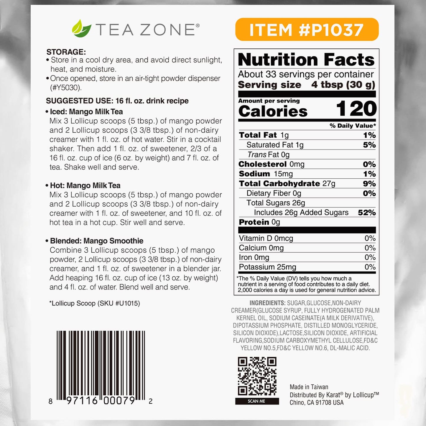 Tea Zone 2 Lb Mango Powder
