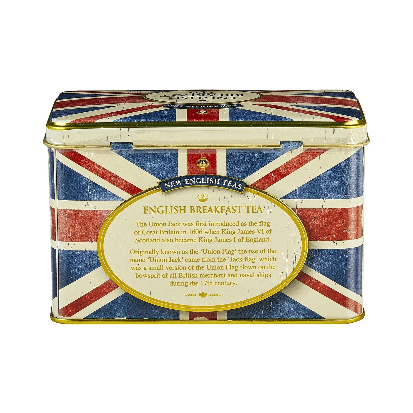 New English Teas Union Jack Tea Tin With 40 English Breakfast Teabags, British Souvenir