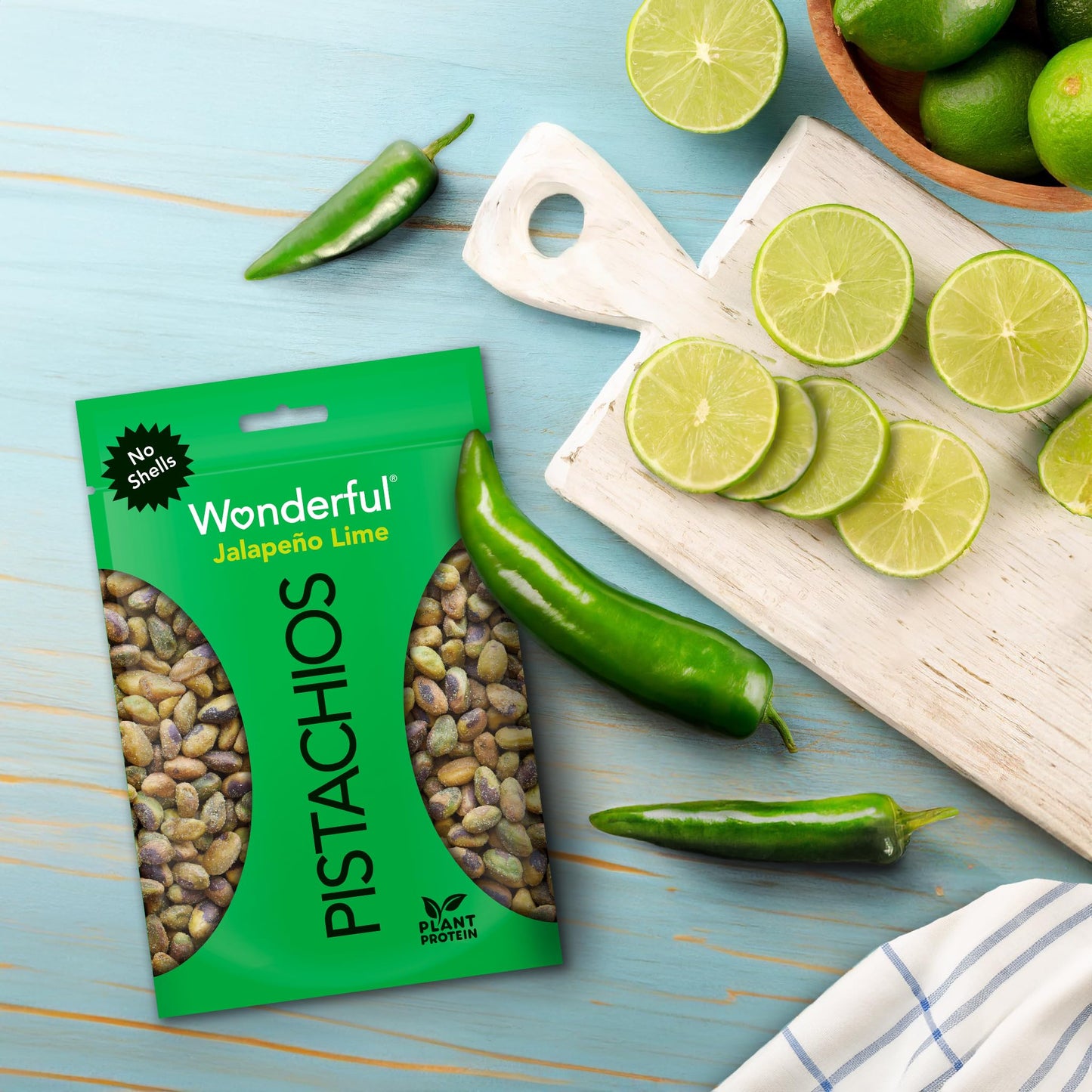 Wonderful Pistachios No Shells, Jalapeo Lime Flavored Nuts, 11 Ounce Resealable Bag, Protein Snacks, Gluten Free, Healthy Snacks
