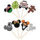 24 Pcs Safari Minnie Mouse Cupcake Toppers Glitter Car Palm Monstera Leaf Lion Elephant Cupcake Picks For Jungle Safari Animal T