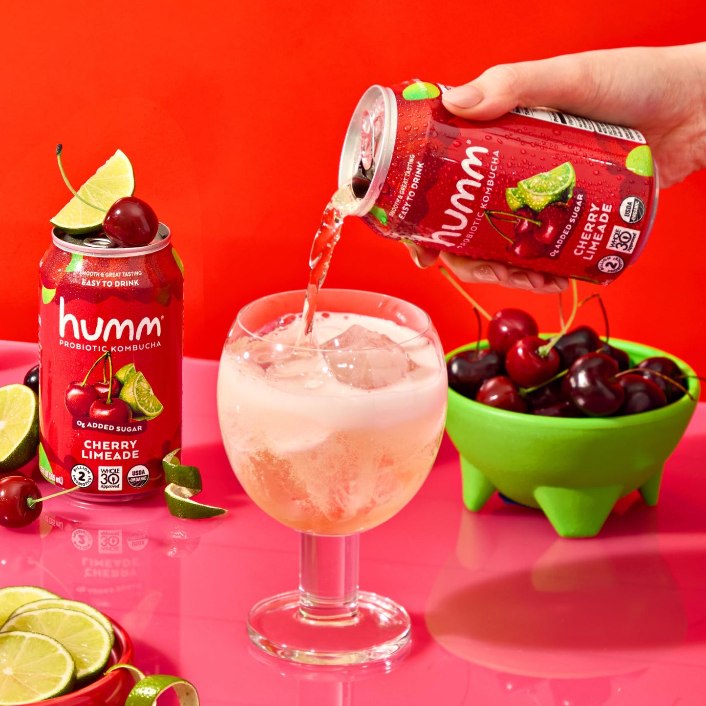 Humm Whole30 Approved Kombucha, Cherry Limeade, Organic, Vegan & GMO Free (12 Pack)