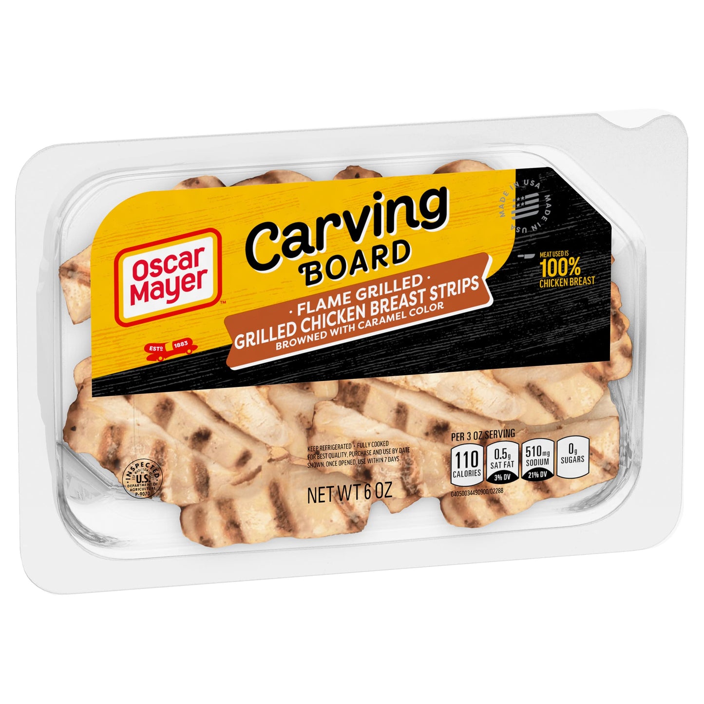 Oscar Mayer Carving Board Flame Grilled Chicken Breast Strips Sliced Deli Sandwich Lunch Meat (6 oz Tray)