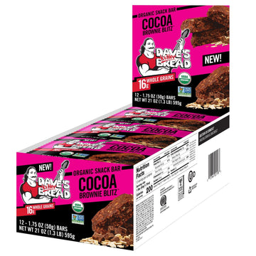Daves Killer Bread Cocoa Brownie Blitz Organic Snack Bars  12 Individually Wrapped Snack Bars (Pack of 1)