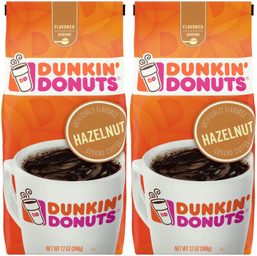 Dunkin' Donuts Hazelnut Ground Coffee, 12 Ounce (Pack Of 2) - SET OF 2