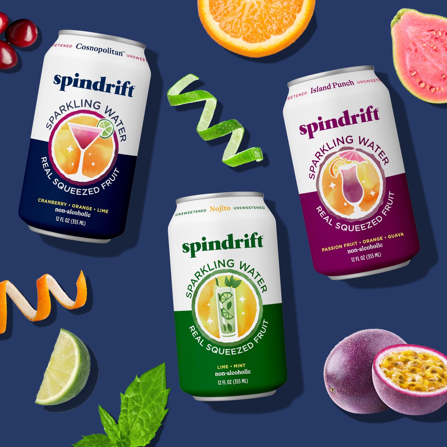 Spindrift Cosnopolitan Sparkling Water, 12 Fl Oz Cans, Pack of 24 - Refreshing Cocktail Flavor, Non-Alcoholic, Naturally Flavored