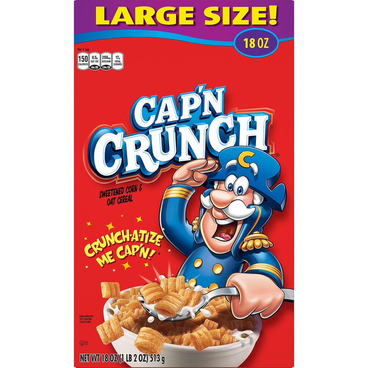 Quaker Capn Crunch Breakfast Cereal, 18oz Box, 18 Oz