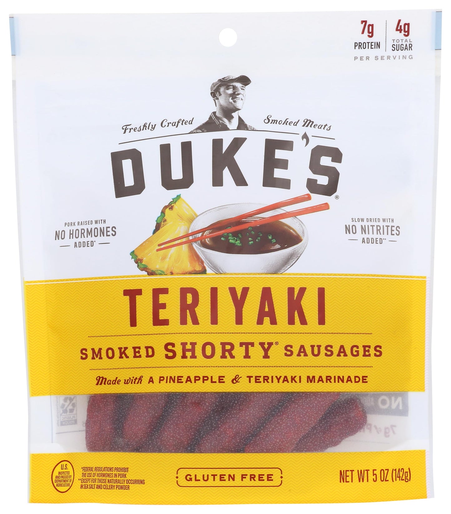 DUKES Pork Teriyaki Smoked Shorty Sausages, 7g Protein, 5 oz, Pack of 1