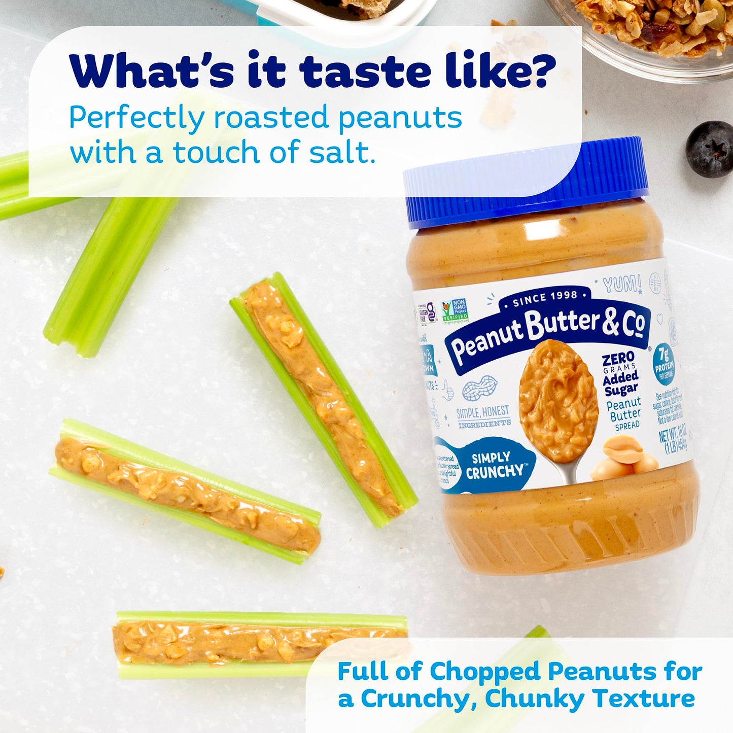 Peanut Butter & Co. Simply Crunchy No Sugar Added Peanut Butter, Non-Gmo Project Verified, Gluten Free, Vegan, 16 Oz (Pack Of 6)