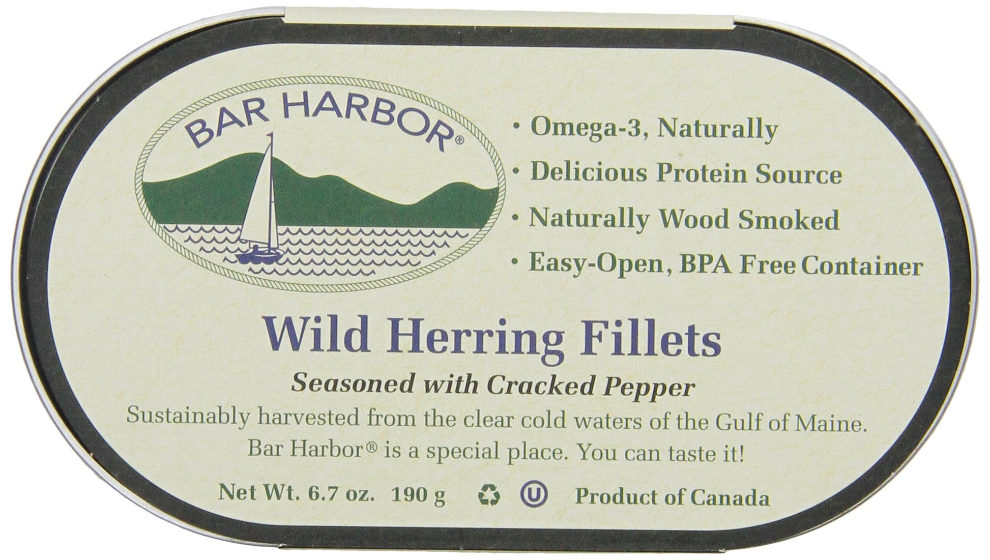 Bar Harbor Wild Herring Fillets with Cracked Pepper, 6.7 oz, Pack of 12
