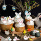 30Pcs Edible Easter Bunny Ear Cupcake Toppers Edible Rabbit Ears Bowknot Cupcake Picks Wafer Paper Bunny Ear Cake Toppers For Ha