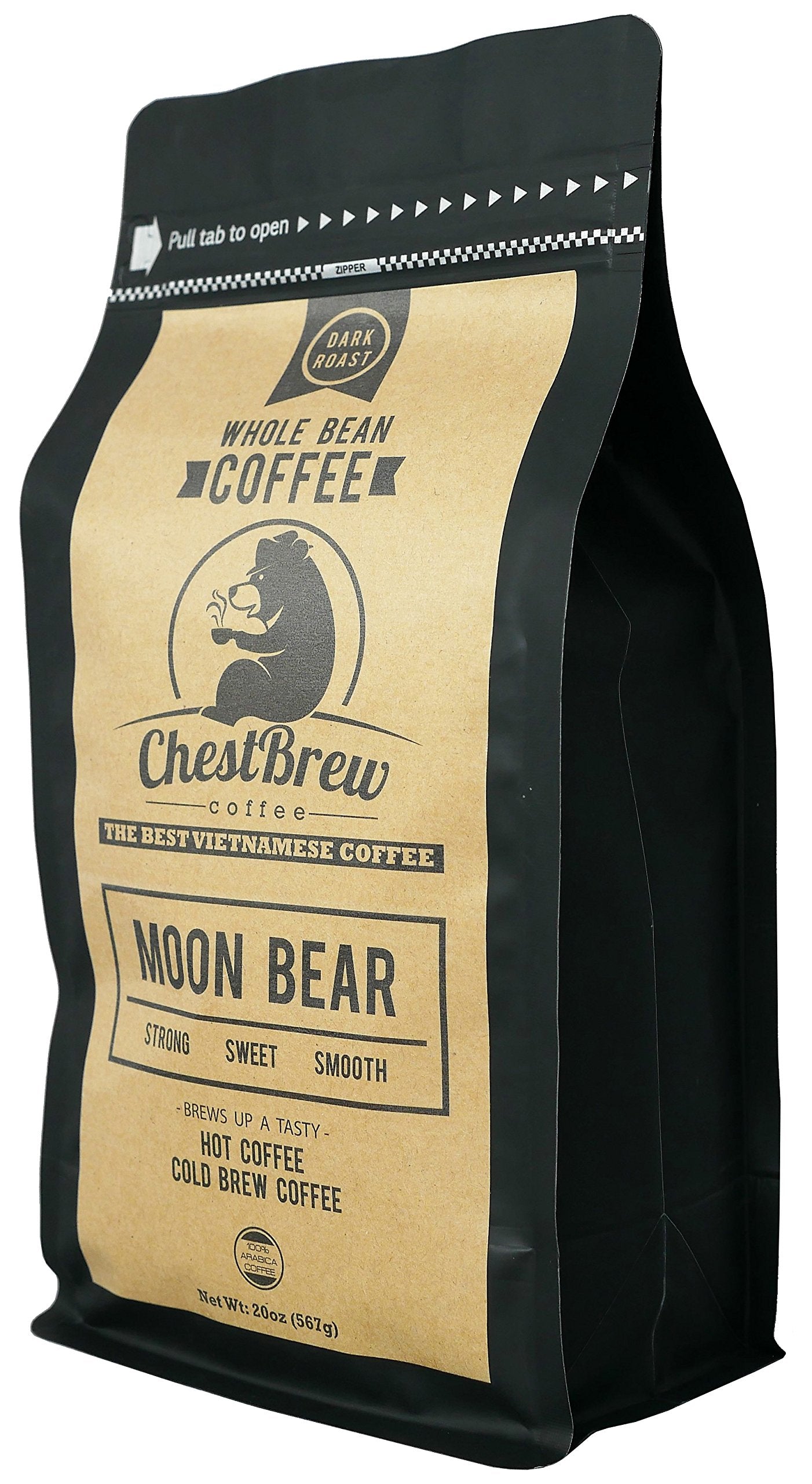 CHESTBREW COFFEE Whole Bean Coffee - Strong Dark Roast, 20 Ounce Bag