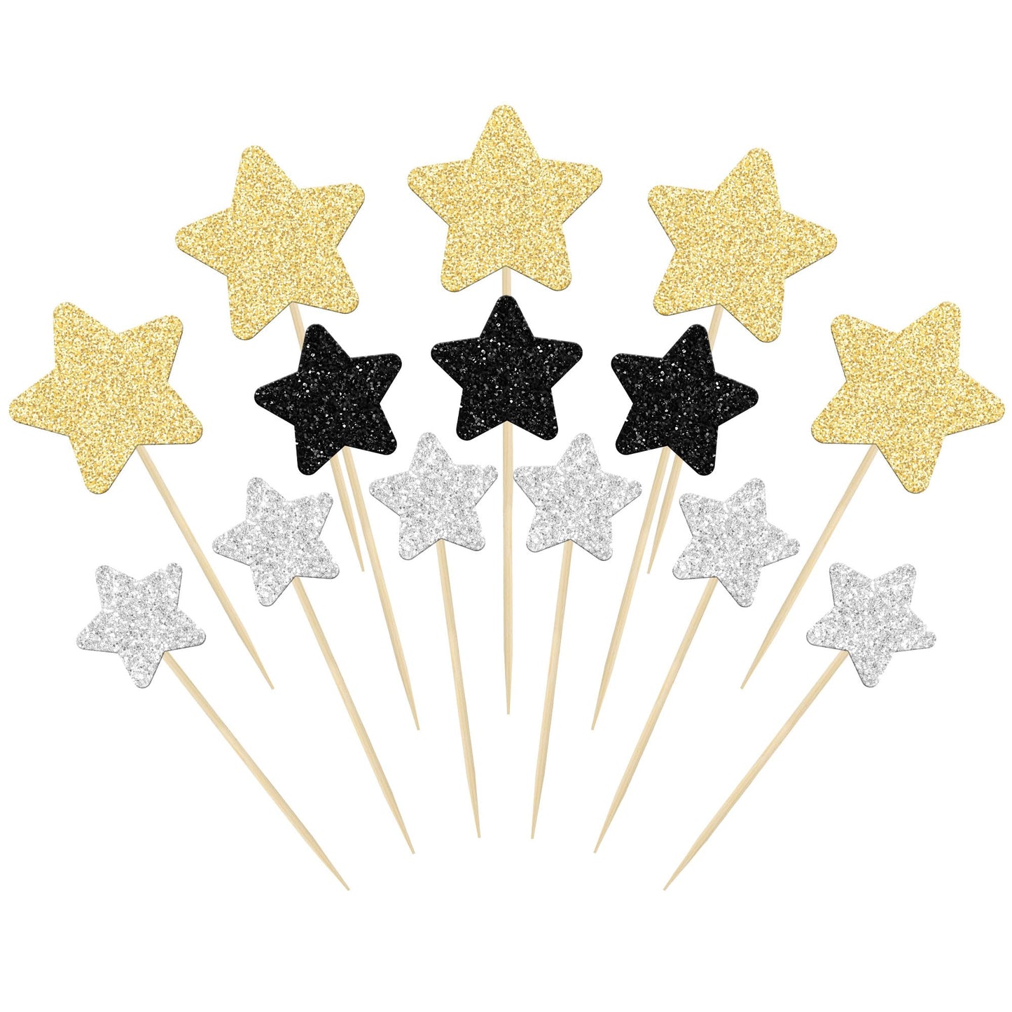 Gyufise 42Pcs Star Cupcake Toppers Glitter Assembled Twinkle Star Cupcake Picks Wedding Engagement Bridal Shower Birthday Party 