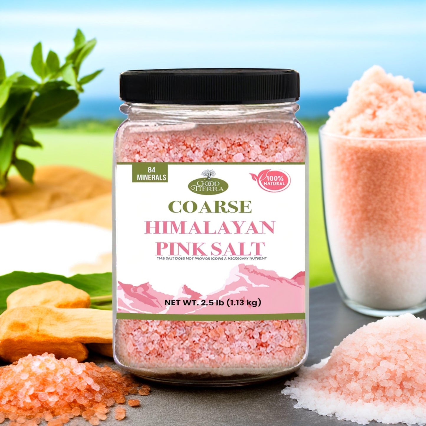 Good Tierra Himalayan Pink Salt In Jar - Coarse, 2.5 Lb (6 Pack Of Salt Bulk) - Ideal For Bath Salt, Table Salt Grinders, And Sp