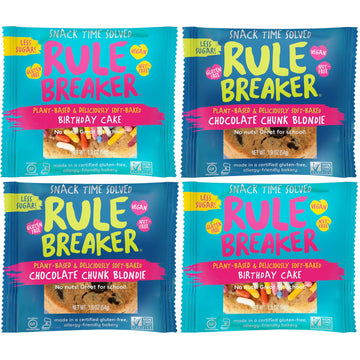Rule Breaker Snacks Vegan Gluten-Free | Variety Pack Blondie Brownie Cookies | Plant-Based, Dairy, Nut, Soy, Allergen Free, Kosher | Soft-Baked, Great For Lunchboxes Snacks For Kids And Adults (Pack Of 4)
