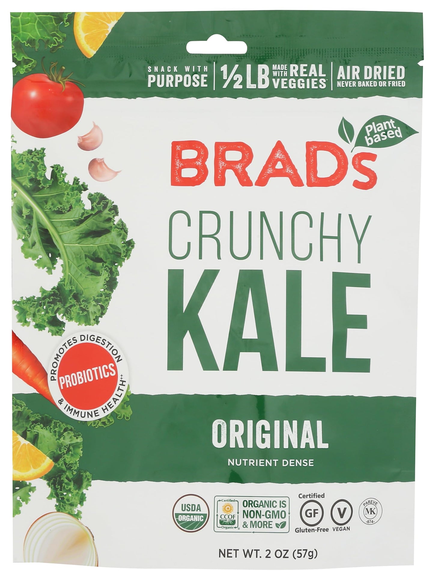 Brads Plant Based Kale Chips, Organic, 2 Ounce Pack