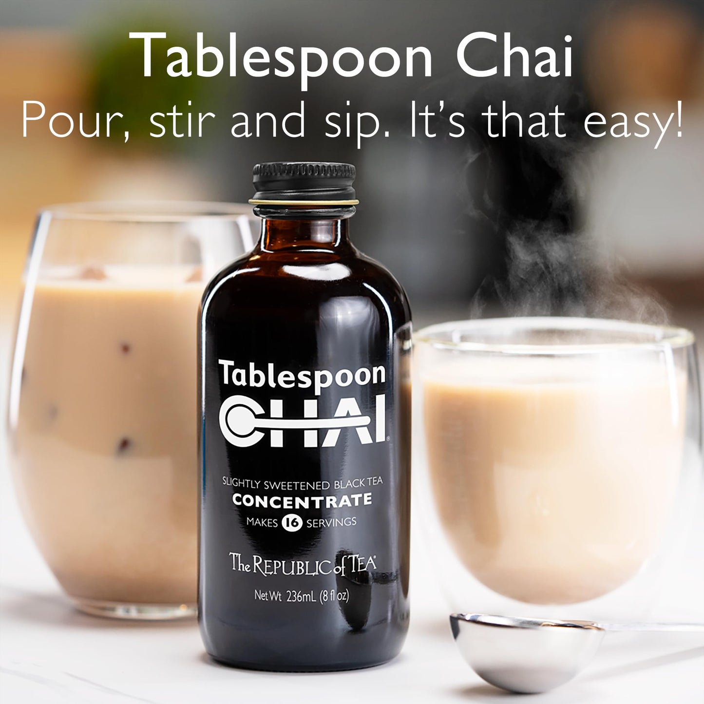 The Republic of Tea Tablespoon Chai Black Tea Concentrate, 8 fl oz - 16 Servings, Premium Chai Flavor