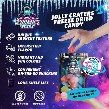 Cosmic Freeze Jolly Craters Dried Candy, Crunchy Dry Candy For Mix-In Snacks Dried, Gluten-Free, Made In Usa, 1.0 Oz, 3-Pack