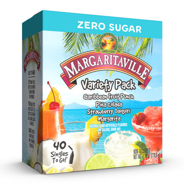 SINGLES TO GO! Margaritaville Singles to Go Water Drink Mix Variety Pack, 4 Flavors, 40 Single Servings, 4.18 Ounce