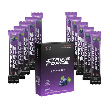 Strike Force Energy Drink Mix - Grape Flavor, Zero Calories, Keto Friendly, Sugar Free - 10 Liquid Packs