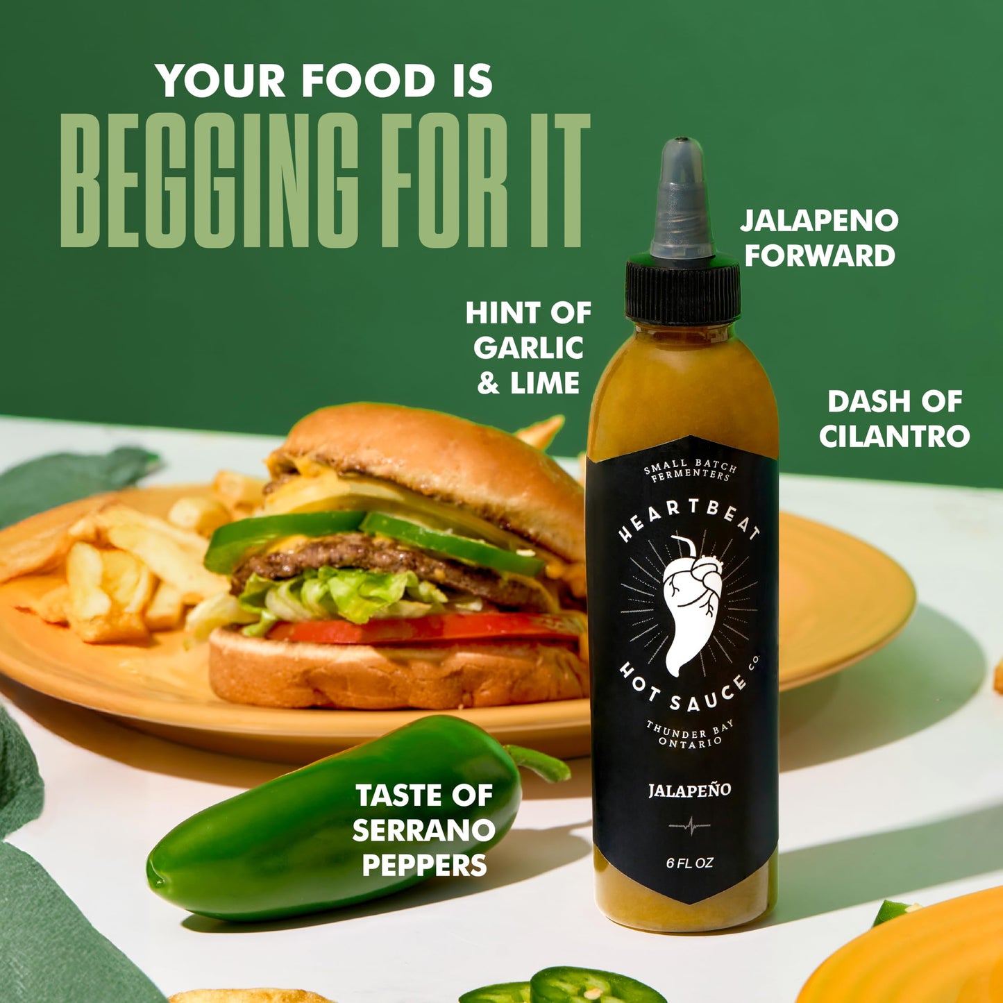 Heartbeat Hot Sauce Jalapeno - 5.99 Fl Oz Bottle - Pack of 1