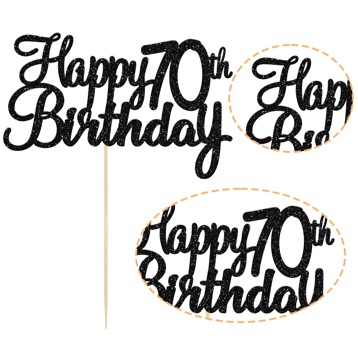 Gyufise 1 Pack Black Happy 70Th Birthday Cake Topper Glitter Happy 70 Cupcake Topper Cheers To 70 Fabulous Cake Decoration For 7